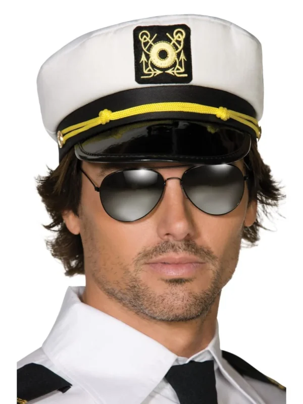 White Sea Sailor Captain Captains Cap Hat For Navy Skipper