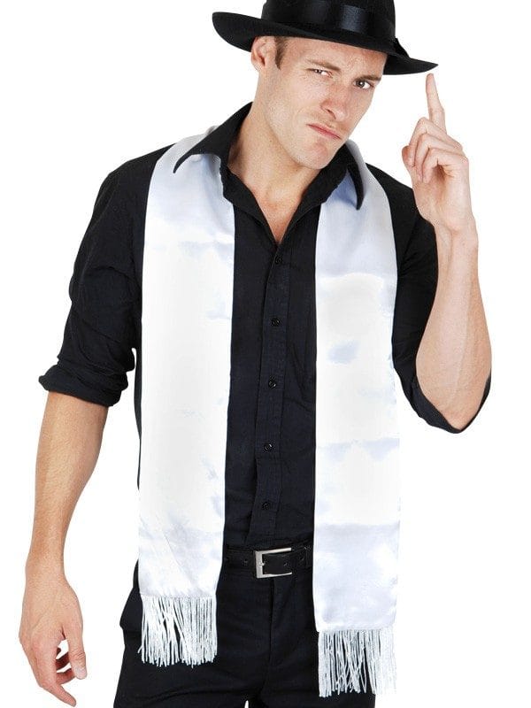 Gangster Scarf with Fringe White