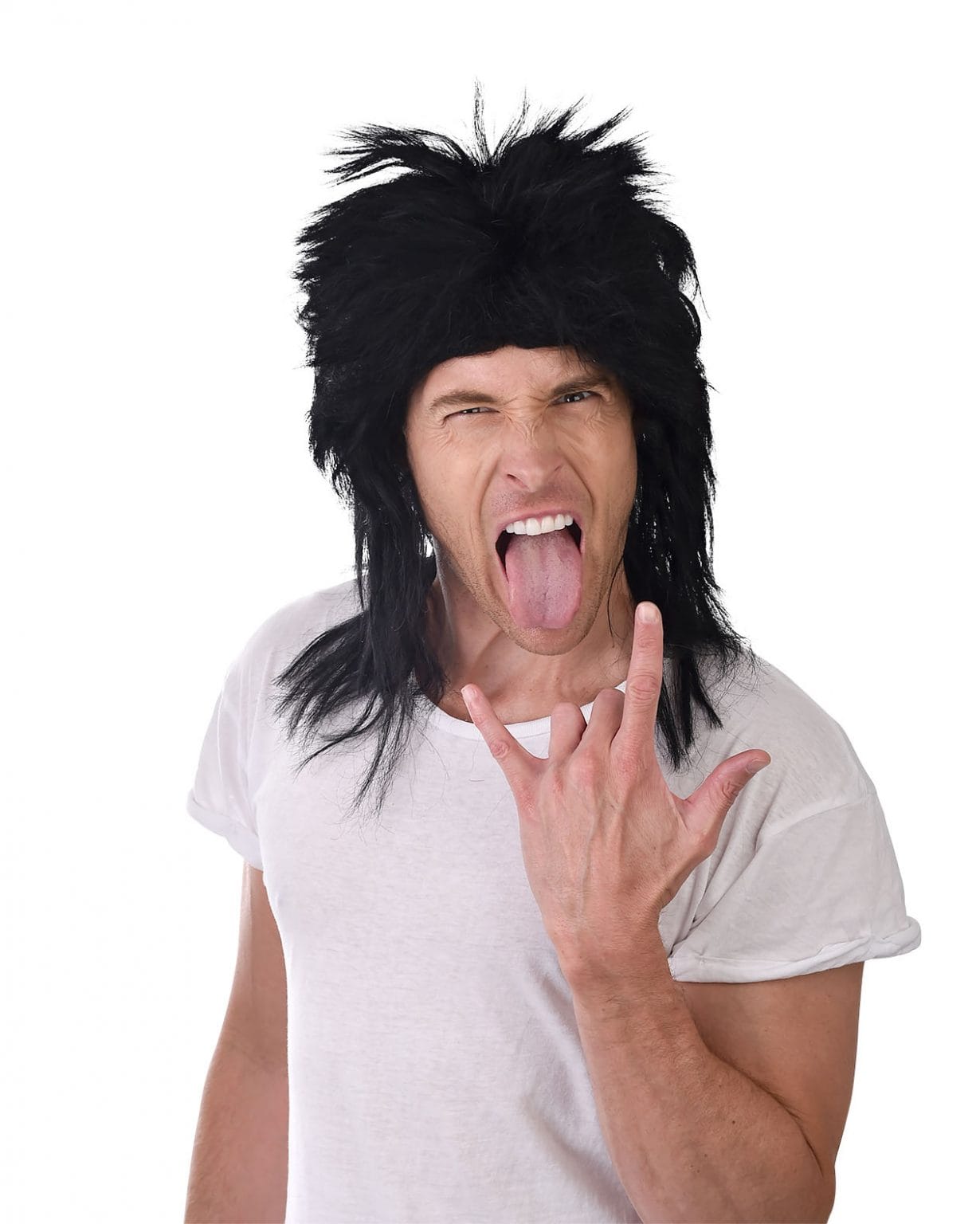 Mullet Black Wig â Abracadabra Fancy Dress