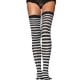 Black and White Striped Thigh High Stocking