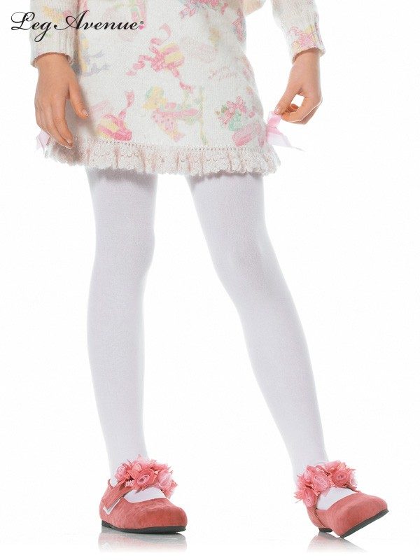 Child Girls White Opaque Tights Pantyhose Hosiery - Abracadabra Fancy Dress