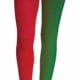 Full Length Two Color Tights - Green and Red