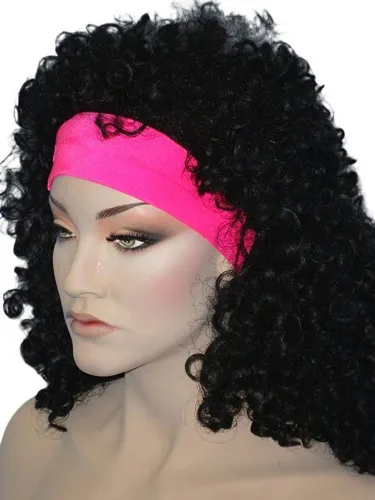 Headband - 80's Headband Lycra - Neon Pink