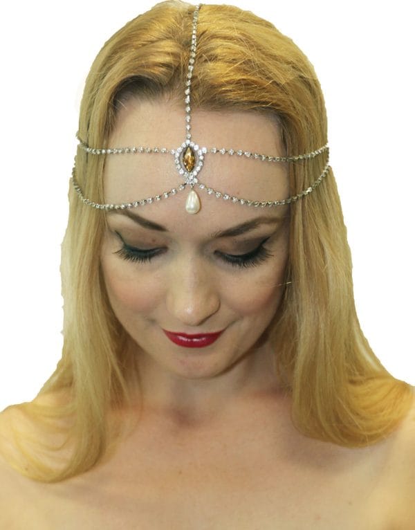 1920's Gatsby Flapper Head Chain Silver