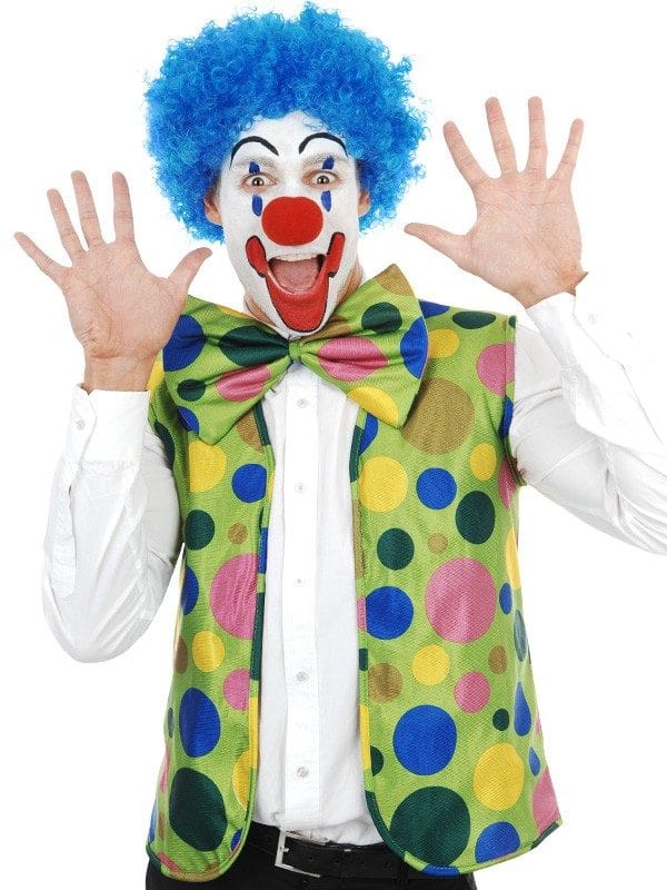 Clown Set Spotty -Vest, Jumbo Bow Tie & Nose