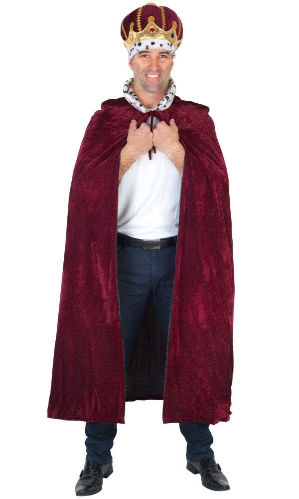 King or Queen Burgundy Cape with Snow Leopard Collar Robe Gown - image Kings-Cape-Burgundy-with-Snow-Leopard-Collar-600x1000 on https://www.abracadabrafancydress.com.au