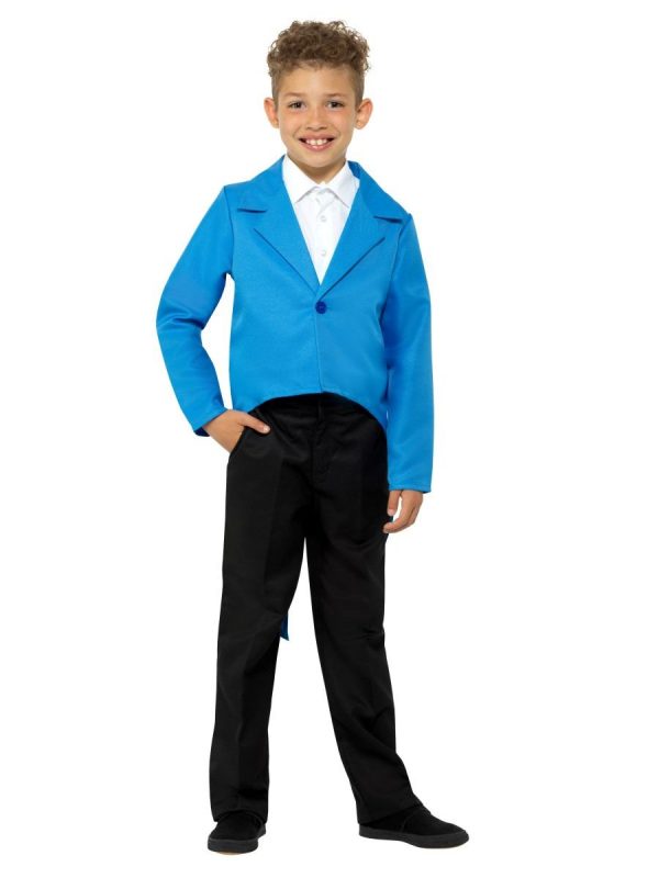 Child Blue Tailcoat Prince Ringmaster Magician Tails Jacket Dress Up Costume