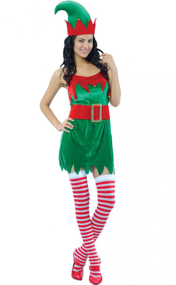 Santa's Helper Christmas Elf Santa Women's Cute Xmas Dress Up Costume ...