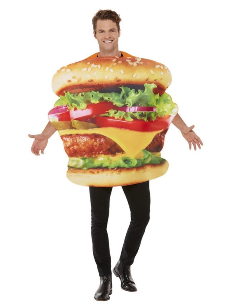 Burger Man Costume Hamburger Stag Night Fast Food Bucks Fancy Dress