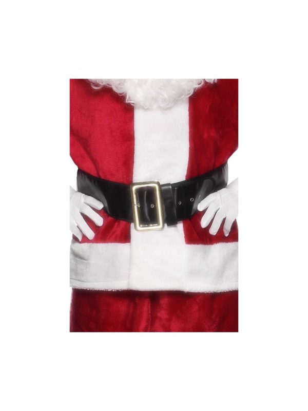 Santa Black Vinyl Belt Pirate Gold Buckle Wizard Biblical Christmas Costume