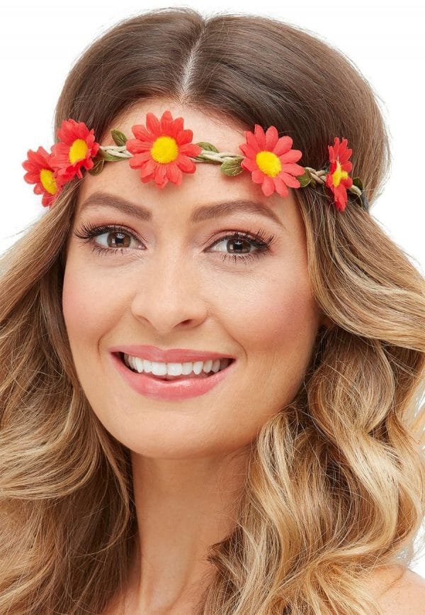 Hawaiian 60's Hippie Festival Daisy Chain Flower Headband Costume Accessory 3pk