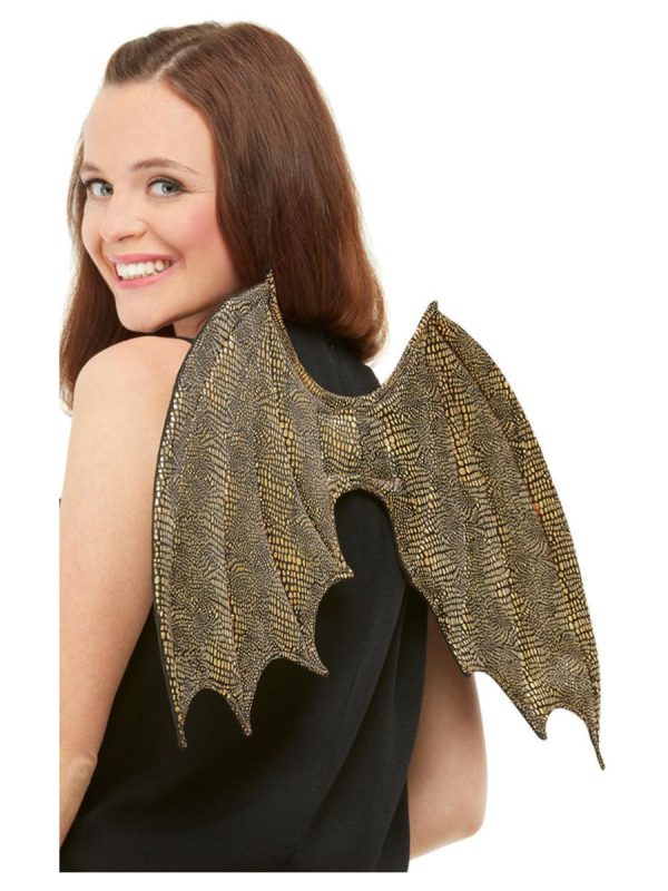 Dragon Scale Wings Gold Mythical Costume Dinosaur Accessory Cosplay Devil Demon