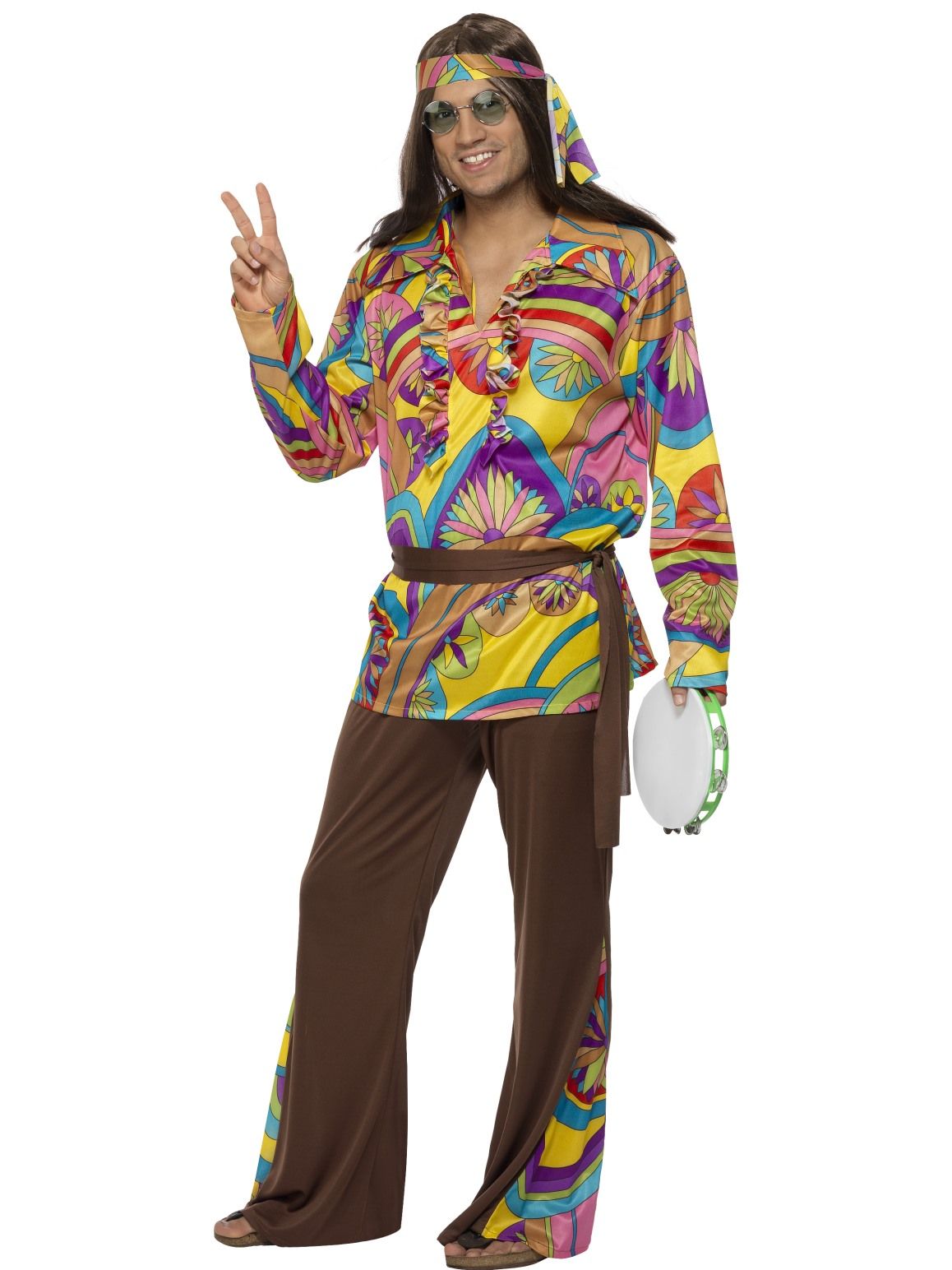 Psychedelic Hippie Costume Mens Hippy Retro 60s 70s Disco Woodstock Abracadabra Fancy Dress