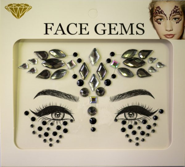 Diamante Rhinestone Face Jewels Glitter Stickers - Black and Silver Face Jewels - image BS15-600x543 on https://www.abracadabrafancydress.com.au