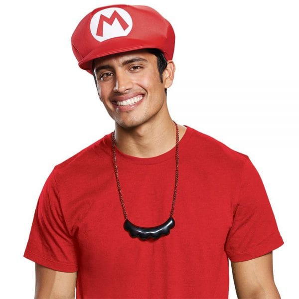 Mario Hat Moustache Necklace Super Mario Brothers Adult Cosplay Anime - image 67805_male-600x600 on https://www.abracadabrafancydress.com.au