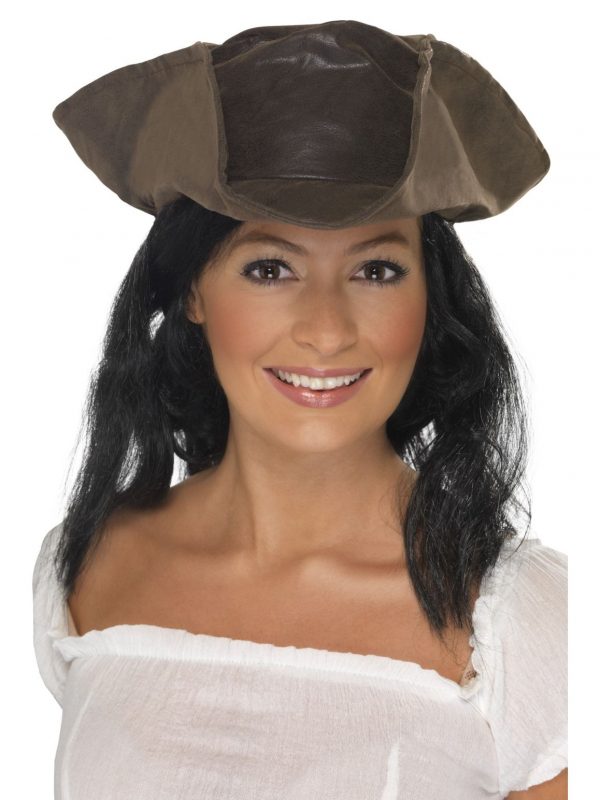 Pirate Hat Tricorn Captain Hook Sparrow Brown Caribbean - image 25530_0-600x800 on https://www.abracadabrafancydress.com.au