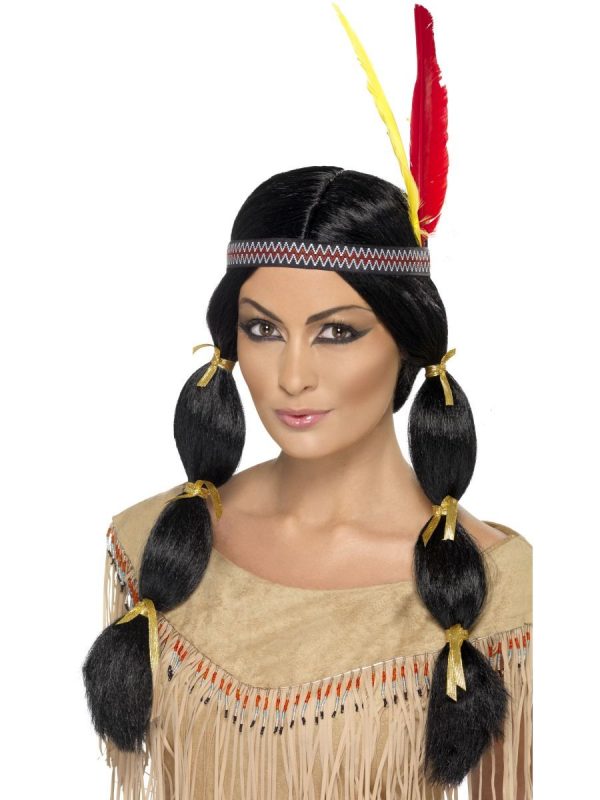 Native American Indian Wig Ladies Pocahontas Squaw Western Wild West - image 42449-600x800 on https://www.abracadabrafancydress.com.au