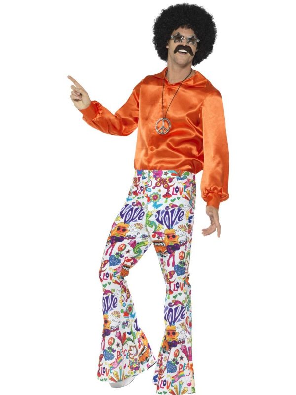 Groovy Flared Pants Men 70s 1970s Hippie Retro Disco 60s Trousers - image 44907-600x800 on https://www.abracadabrafancydress.com.au