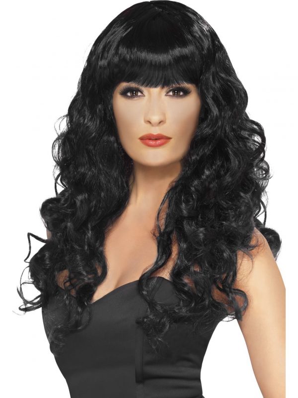 Black Womens Siren Wig Long Curly Fringe Vamp Gothic Devil Witch Halloween - image 42258_0-600x800 on https://www.abracadabrafancydress.com.au