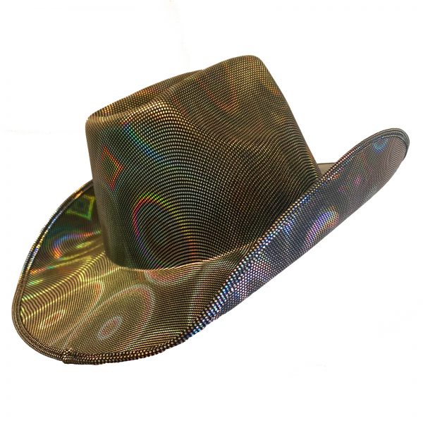 Cowboy Hat Hologram Black and Silver Cowgirl Western Wild West Space - image HTCB1413BK-600x600 on https://www.abracadabrafancydress.com.au