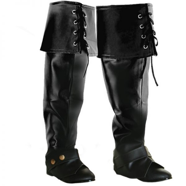 Boot Covers Pirate Black Lace Up - image LE3251BK-600x600 on https://www.abracadabrafancydress.com.au