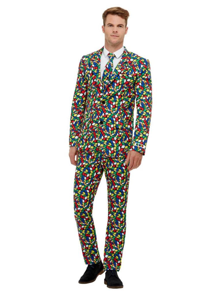 Rubik’s Cube Costume Fancy Dress 80’s Costume Rubix Cube Stand Out Suit ...