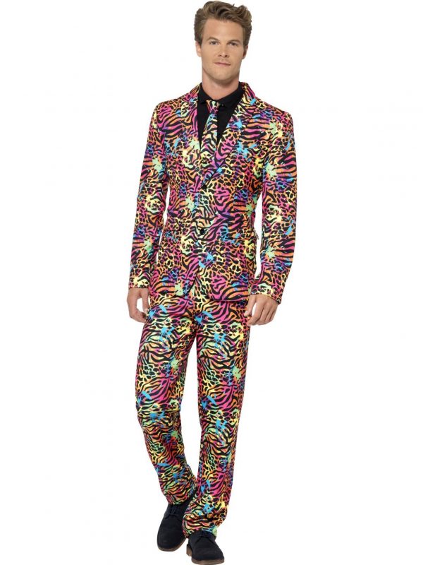 Neon Fluro Stand Out Suit Costume Leopard Tiger Print 1980's Stag - image 41585_0-600x800 on https://www.abracadabrafancydress.com.au