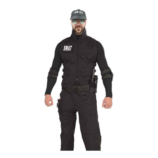 SWAT Vest Costume Mens FBI Cops Military Army Fancy Dress Police Outfit ...