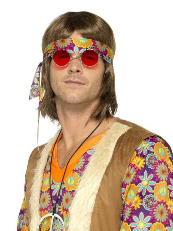 Lennon Glasses Red Round Lenses Hippy Hippie Beatles - image  on https://www.abracadabrafancydress.com.au