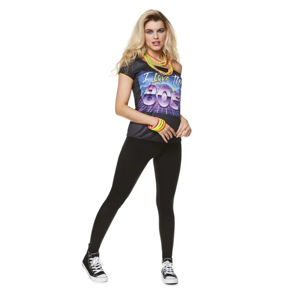 I love The 80s 1980s T-Shirt Costume Top Celebrity Pop Diva Madonna Rock - image  on https://www.abracadabrafancydress.com.au