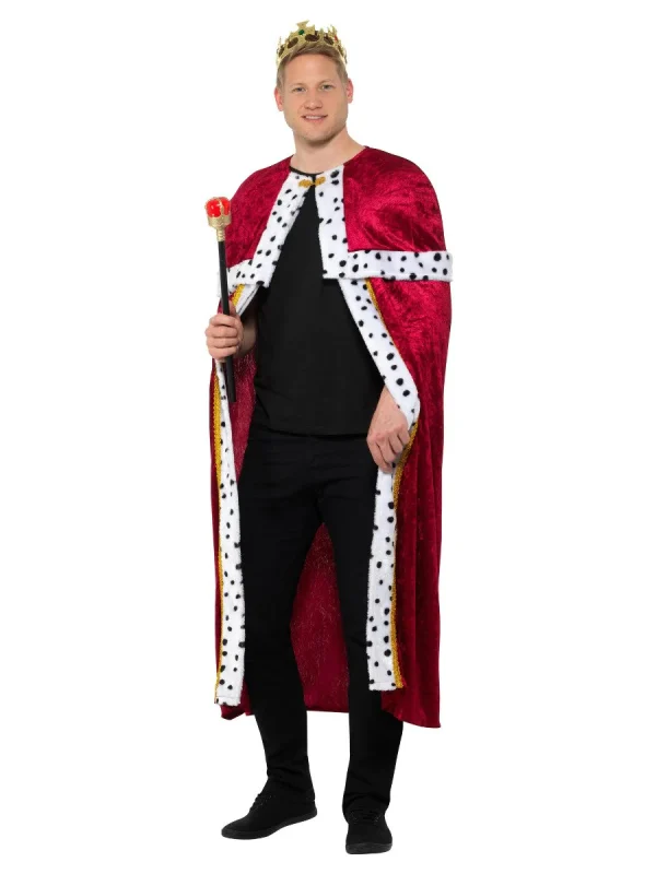 King Queen Red Robe Gown Cape Costume Cloak Royalty Prince Crown Coronation - image  on https://www.abracadabrafancydress.com.au