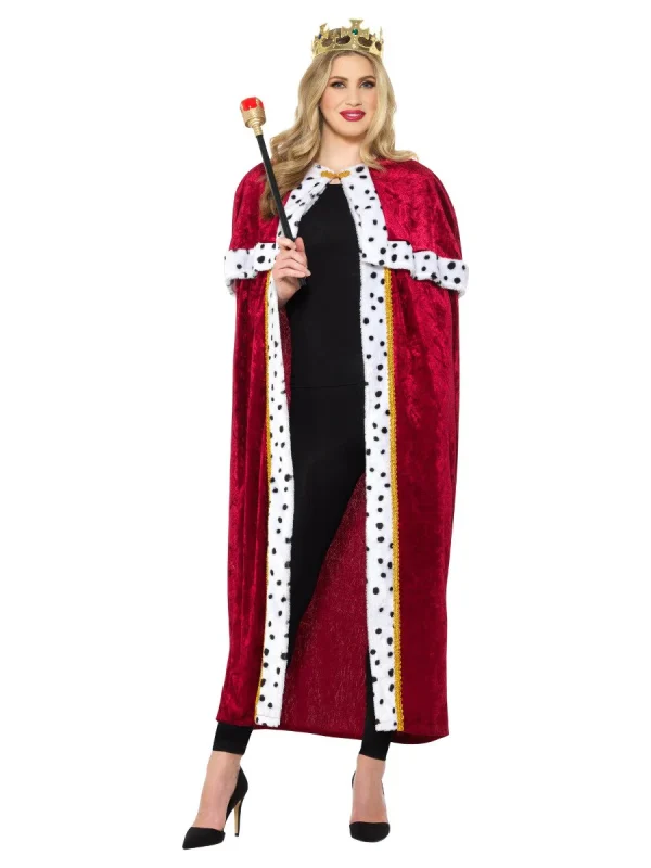 King Queen Red Robe Gown Cape Costume Cloak Royalty Prince Crown Coronation - image  on https://www.abracadabrafancydress.com.au