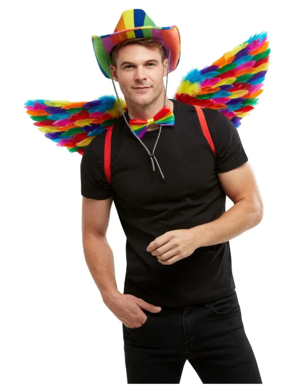 Wings Angel Rainbow Feathered Large 80cm - image  on https://www.abracadabrafancydress.com.au