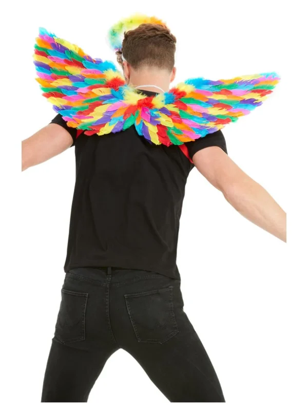 Wings Angel Rainbow Feathered Large 80cm - image  on https://www.abracadabrafancydress.com.au