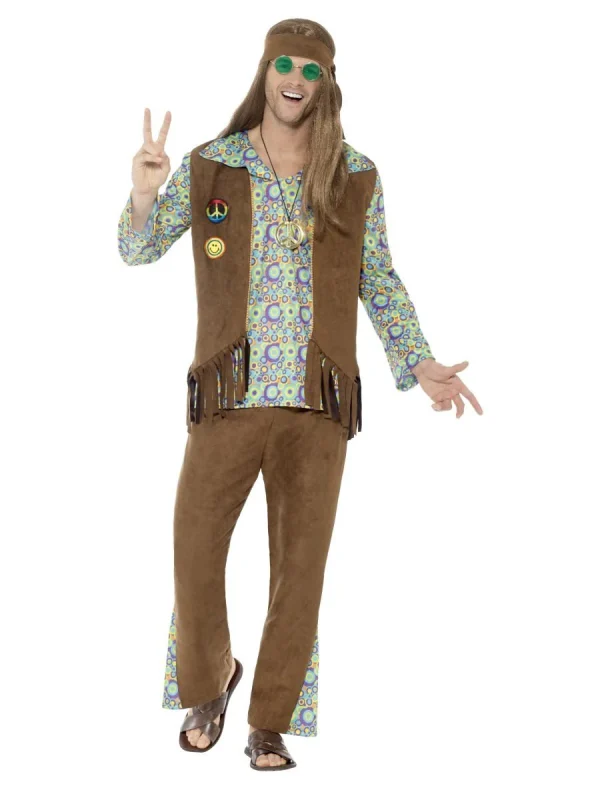 60s Hippie Costume Mens Hippy Retro 70s Disco Fancy Dress Woodstock Groovy - image  on https://www.abracadabrafancydress.com.au