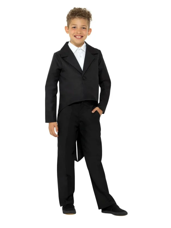 Child Black Tailcoat Prince Ringmaster Magician Tails Jacket Dress Up Costume - image  on https://www.abracadabrafancydress.com.au