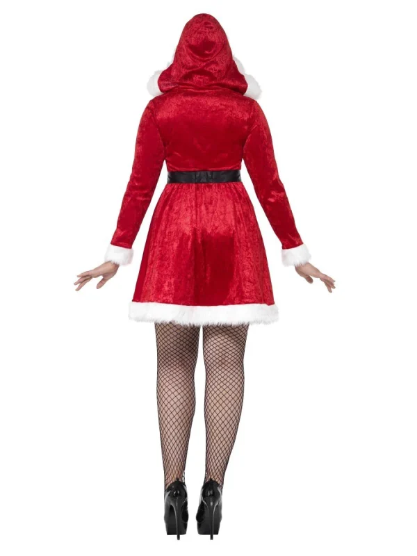 Curves Miss Mrs Claus Santa Costume Hooded Red Dress Christmas Xmas - image  on https://www.abracadabrafancydress.com.au