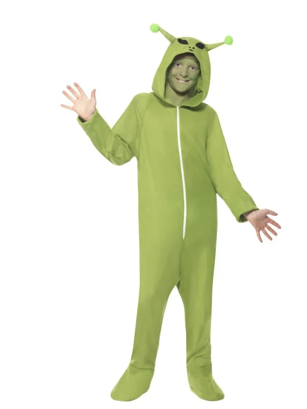 Green Alien Costume Boys Girls Child Sci Fi Space Halloween UFO Book Week Kids - image  on https://www.abracadabrafancydress.com.au