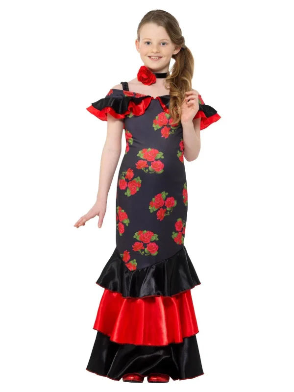 Flamenco Girl Costume Spanish Dancer Latin Spain Senorita Rumba Mexican Dress - image  on https://www.abracadabrafancydress.com.au