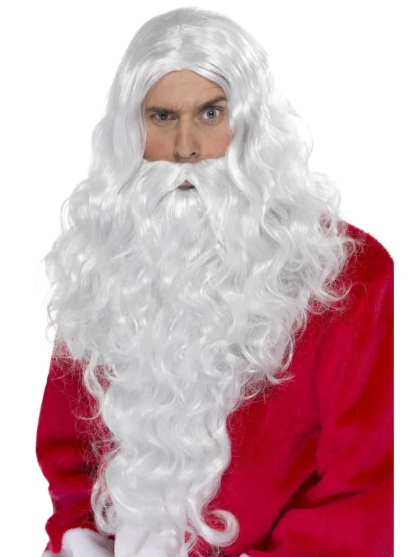 Santa Long Beard And Wig White Wizard Biblical Religious Father Christmas July Costume - image  on https://www.abracadabrafancydress.com.au