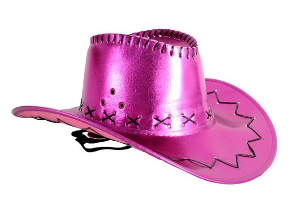 Cowboy Hat Hot Pink Metallic Deluxe Cowgirl Western Wild West Barbie - image 21571u-600x456 on https://www.abracadabrafancydress.com.au