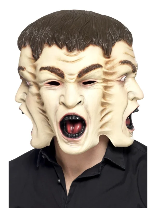 3 Headed Face Mask Latex Zombie Halloween 3 Faces Monster - image  on https://www.abracadabrafancydress.com.au