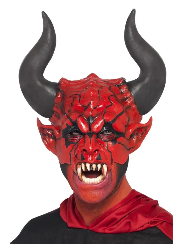 Red Devil Lord Mask Lucifer Demon Satan Halloween Sinners Saint - image  on https://www.abracadabrafancydress.com.au