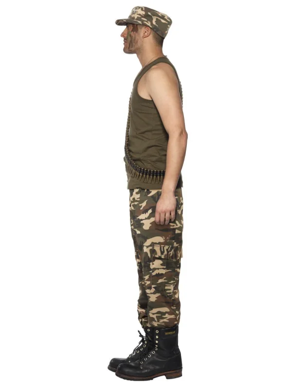 Khaki Camo Costume Uniform Military Army Soldier Top Gun Rambo - image  on https://www.abracadabrafancydress.com.au