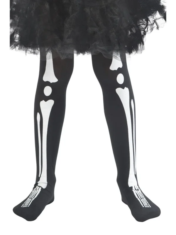 Child Girls Skeleton Print Tights Age 6-12 - image  on https://www.abracadabrafancydress.com.au