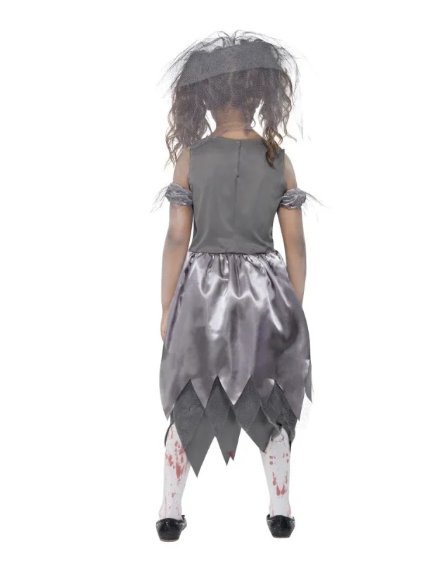 Zombie Bride Grey Girl Costume Corpse Child Teen Halloween Scary Horror Bloody - image  on https://www.abracadabrafancydress.com.au