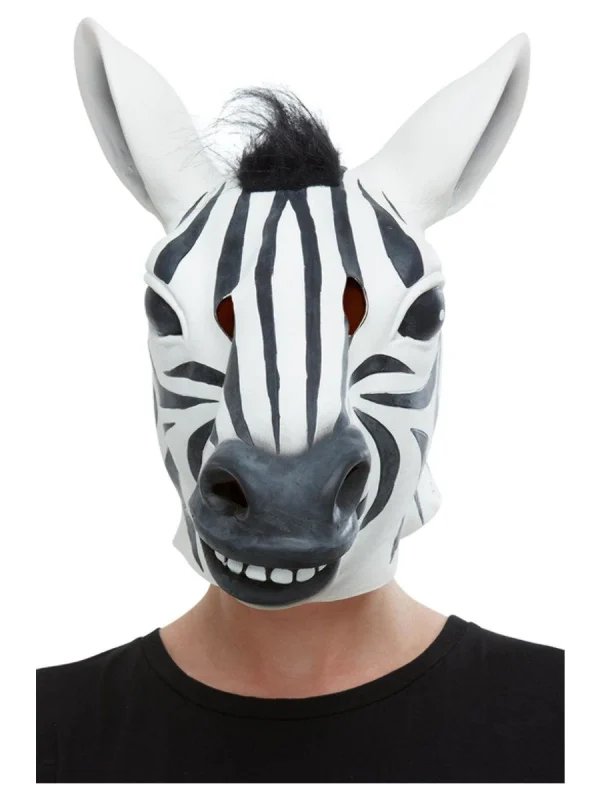 Zebra Mask Latex Full Head Animal Madagascar Costume Accessory - image  on https://www.abracadabrafancydress.com.au