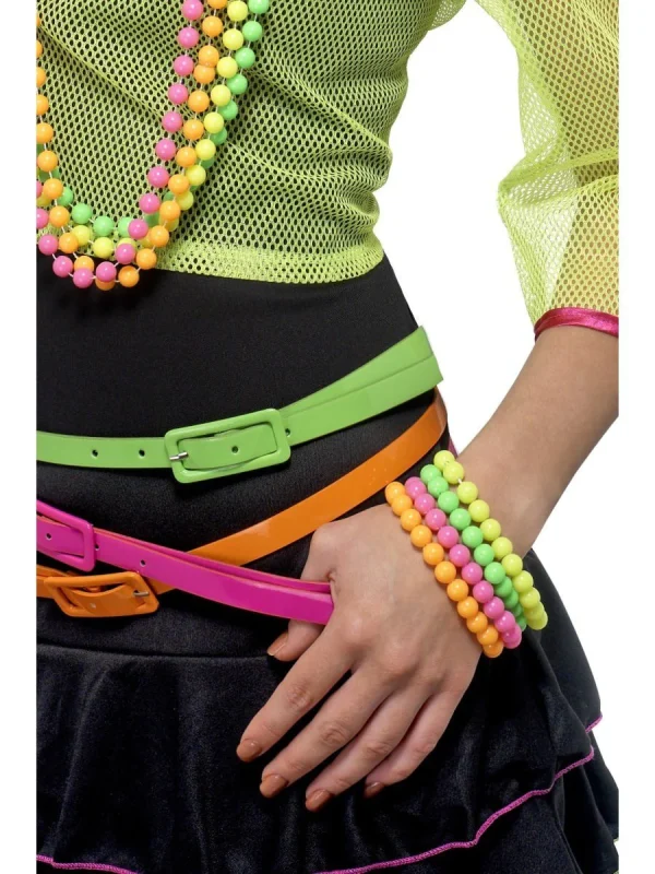 80's 80s Neon Beaded Bracelet Pkt 4 Costume 70's Fancy Dress Up Beads - image  on https://www.abracadabrafancydress.com.au