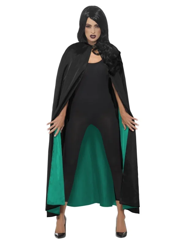 Deluxe Reversible Witch Cape Satin Halloween Teal Green Costume Accessory - image  on https://www.abracadabrafancydress.com.au