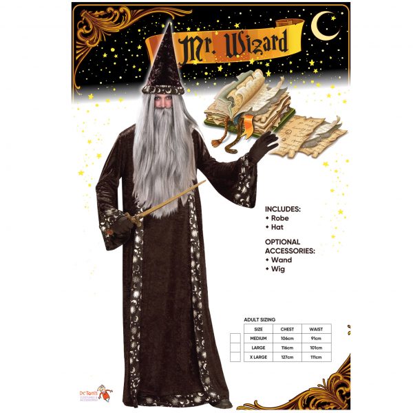 Wizard Costume Potter Black Robe Hat Magician Gandalf Merlin Sorcerer Medieval - image d21080l_1-600x600 on https://www.abracadabrafancydress.com.au